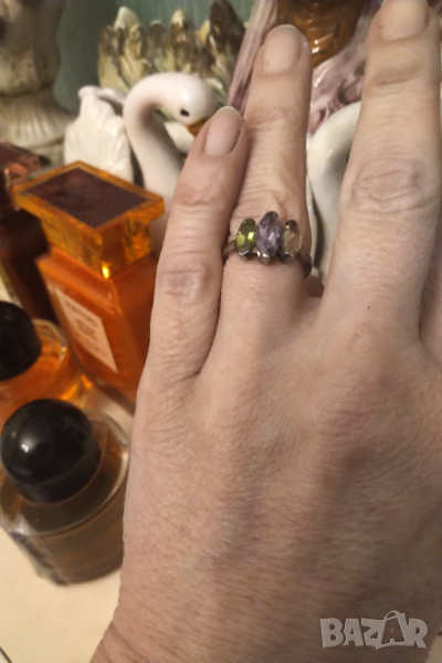 Сребърен пръстен с камъни, снимка 1