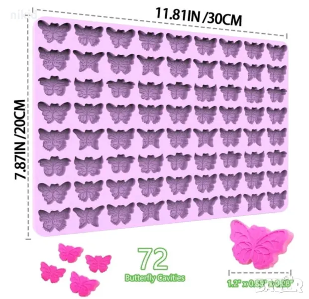 72 пеперуди пеперуда малка малки силиконов молд форма желирани бонбони лед фондан шоколад , снимка 1