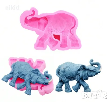 Слон с извит хобот силиконов молд форма фондан шоколад гипс декор украса, снимка 1