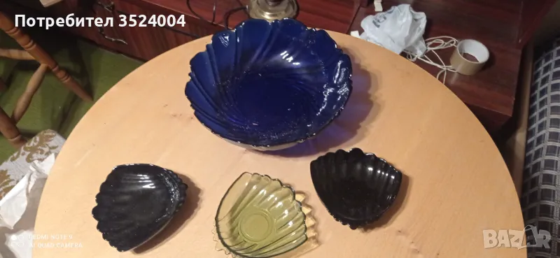 Нов комплект.Голяма купа с 3  малки чинии за ядки,сосове и други неща, снимка 1