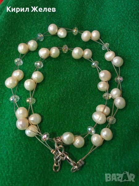 НЕЖНО ФИНО РЕТРО - АРТ КОЛИЕ ЕСТЕСТВЕНИ ПЕРЛИ и ФАСЕТИРАНИ КРИСТАЛИ 34793, снимка 1