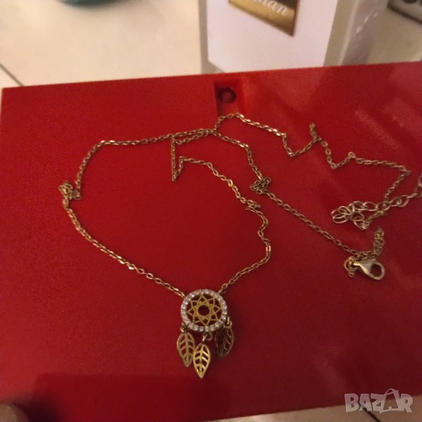 Сребърно позлатено сиджирче с висулка , снимка 1