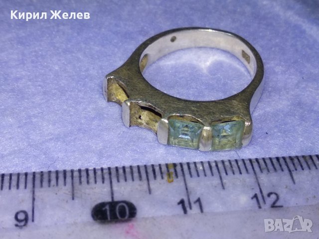 Стар СКЪПОЦЕНЕН СРЕБЪРЕН ПРЪСТЕН СРЕБРО 925 АНГЛИЯ със СИН ЦИРКОН - ЛИПСВАТ Две КАМЪЧЕТА ! 31410, снимка 5 - Антикварни и старинни предмети - 42639916