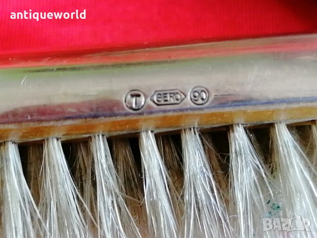 Комплект Посребрени Огледало с Четки СРЕБРО 90м, снимка 4 - Антикварни и старинни предмети - 34775512