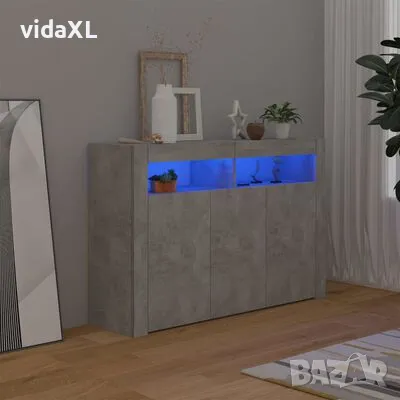 vidaXL Сайдборд с LED светлини, бетонно сив, 115,5x30x75 см(SKU:804341), снимка 2 - Други - 49507703