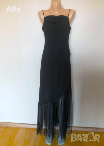 дълга, черна рокля, снимка 2 - Рокли - 52268653