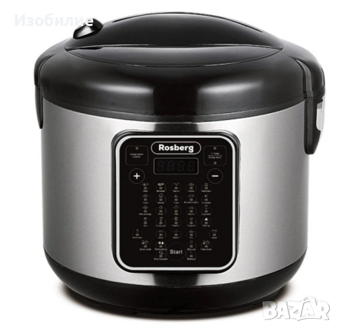 Мултикукър с 31 програми Rosberg, 780W, 5L, Незалепващо покритие, Инокс 2 ГОДИНИ ГАРАНЦИЯ