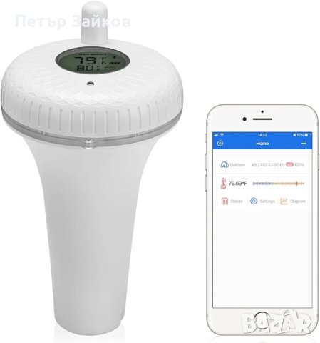 Bluetooth плаващ термометър, термометър за температура на водата