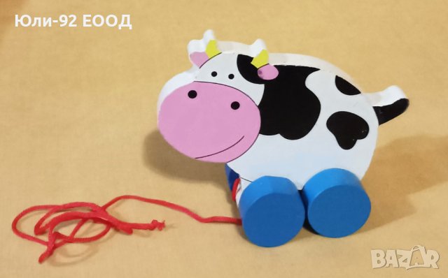 Дървени играчки на колелца с въженце за дърпане, снимка 3 - Играчки за стая - 44405346