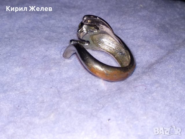 СТАР МЕДЕН НИКЕЛИРАН ФИГУРАЛЕН ВИНТИДЖ АРТ ПРЪСТЕН КОТЕ 38736, снимка 12 - Пръстени - 41761506