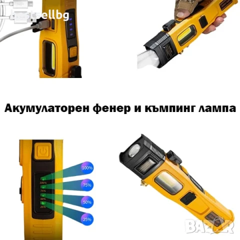 Мощен LED фенер и къмпинг лампа осветление соларен панел POWER BANK за риболов палатка аварии