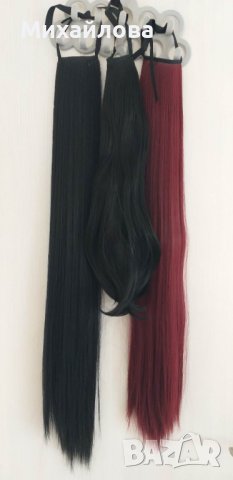 Опашки и плитки - черна, червена, кестенява опашка  60-65-85-90 см., снимка 4 - Аксесоари за коса - 39090738
