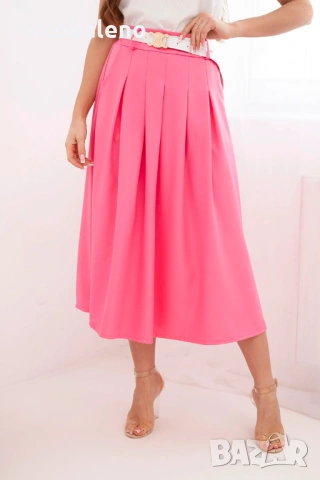 Дамска вискозна пола с колан и плисета, 7цвята , снимка 5 - Поли - 53698674