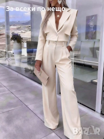 Елегантен Костюм Късо Сако С Панталон - Различни Цветове Код Pink20, снимка 3 - Костюми - 53809197