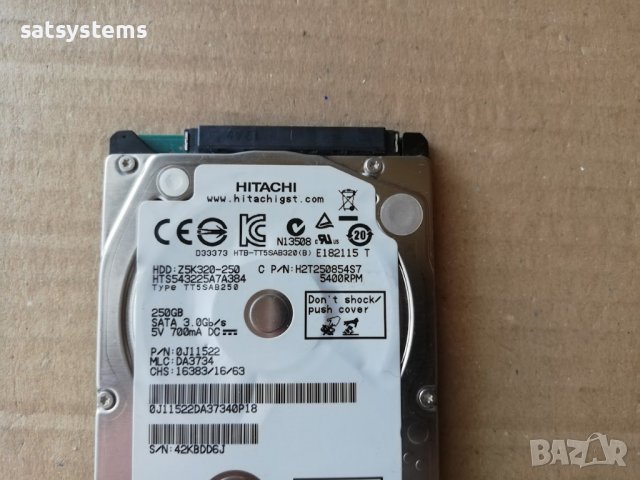 Хард диск Laptop Hitachi HTS543225A7A384 250GB SATA 3.0Gb/s, снимка 3 - Твърди дискове - 39345146