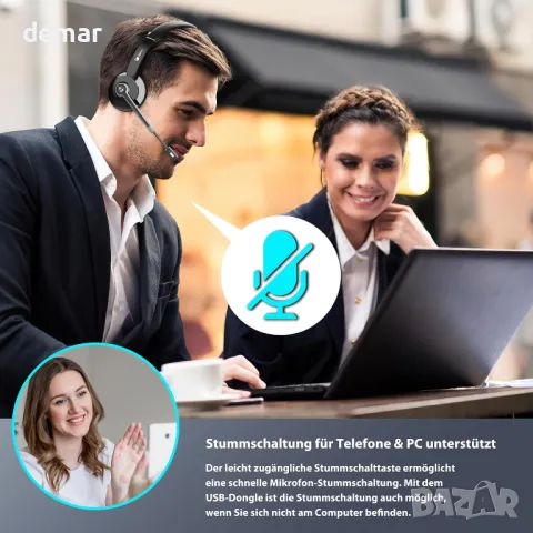 Безжични слушалки Earbay, Bluetooth с USB адаптер и зарядна база, с микрофон и шумопотискане, снимка 4 - Bluetooth слушалки - 50286358