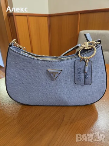 GUESS Noelle Saffiano – светлосиня чанта, снимка 3 - Чанти - 55963294