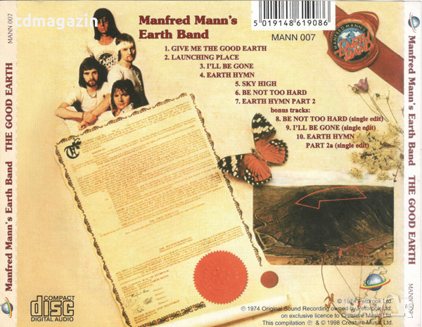 Компакт дискове CD Manfred Mann's Earth Band – The Good Earth, снимка 2 - CD дискове - 36333528