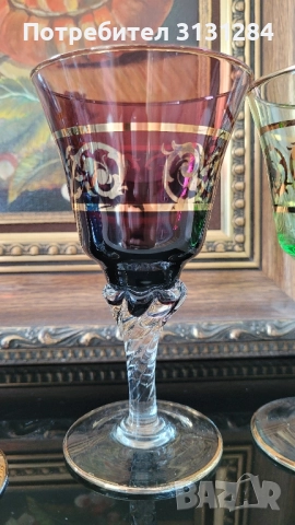 Антикварни цветни чаши Murano Италия, снимка 4 - Антикварни и старинни предмети - 51803894