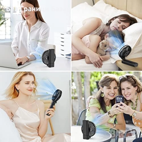 Нов Преносим мини вентилатор 5 скорости + Power Bank 5200mAh Охлаждане, снимка 7 - Други стоки за дома - 51487502