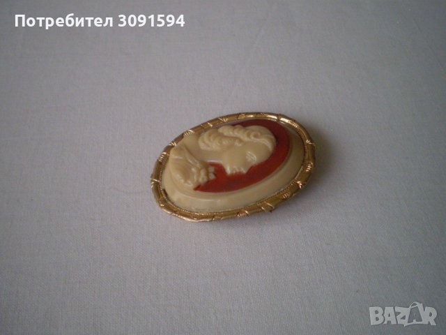 брошка -игла с викторианска жена-камея , снимка 3 - Антикварни и старинни предмети - 40403157