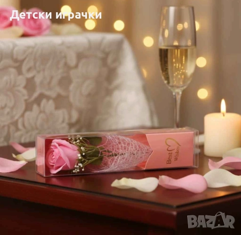 Роза изкуствено декоративно цвете в кутия, за подарък, за жена 