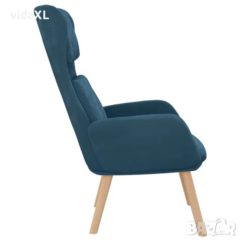 vidaXL Релакс стол, син, кадифе, снимка 5 - Дивани и мека мебел - 56147150