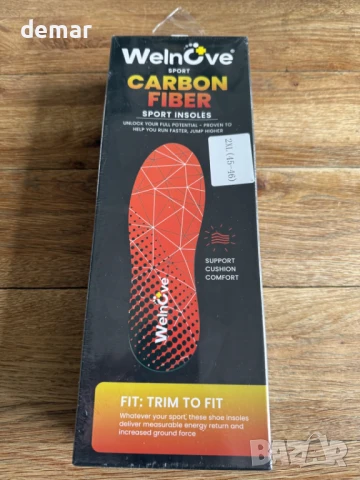 Спортни стелки Welnove от карбонови влакна с поддръжка на свода, 2XL (45-46), снимка 8 - Спортни обувки - 51373520