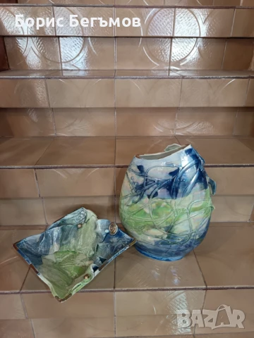 Комплект керамика ваза и фруктиера, снимка 6 - Други стоки за дома - 51316004
