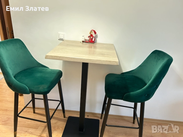 К-Т маса и Бар СТОЛОВЕ 2БР тъмнозелени/кадифе