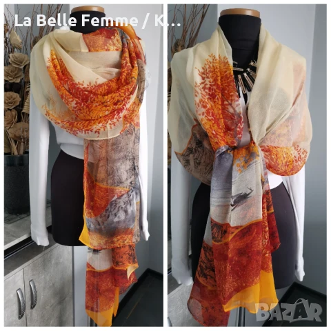 Шал от 100 % коприна, снимка 5 - Шалове - 50671502