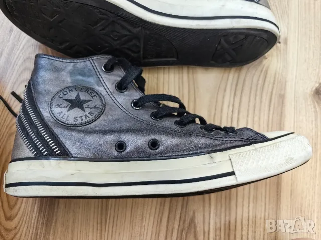 Дамски кецове CONVERSE оригинал, N'39, естествена кожа, сребристи т. сиви, много запазени, снимка 8 - Кецове - 18102340