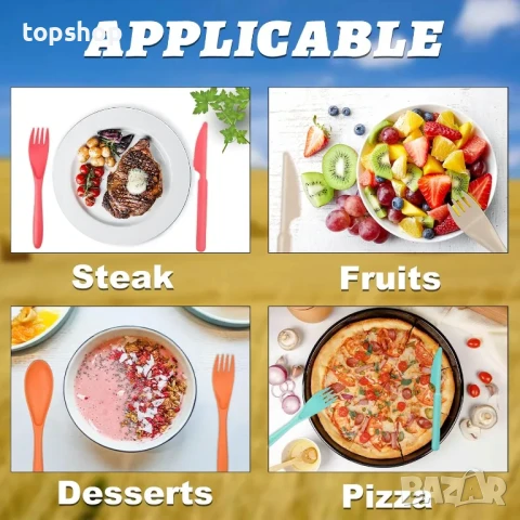 НОВИ комплект дебели пластмасови прибори за многократна употреба в кутийки, 8 комплекта. Включва..., снимка 9 - Прибори за хранене, готвене и сервиране - 50495036