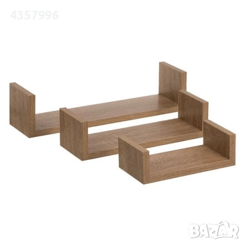 Комплект декоративни рафтове, За стена, 3бр., Кафяв , снимка 2 - Етажерки - 51998175