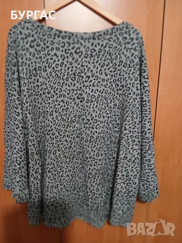 4xl Ефектна сива блузка с леопардов принт,еластична,запазена, снимка 3 - Туники - 56057484
