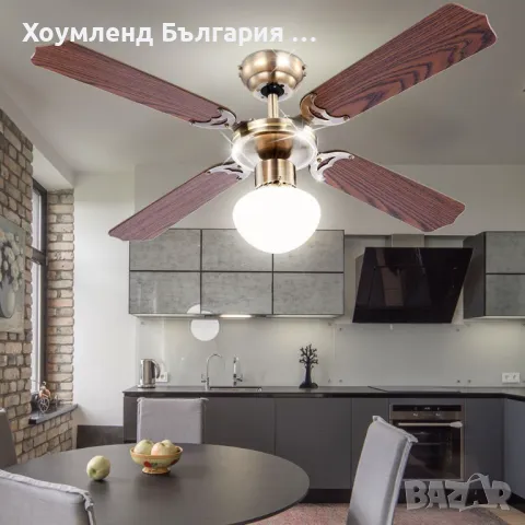 Таванен вентилатор с полилей и LED осветление, снимка 4 - Вентилатори - 48768054