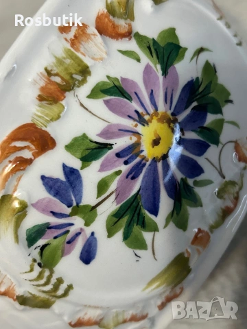 Голям порцеланов съд  ръчно рисуван  с порцеланови цветя , снимка 6 - Вази - 53347771