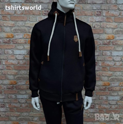 Нов мъжки топъл суичър с цип на марката НАКЕТАНО в черен цвят, снимка 2 - Суичъри - 42740704