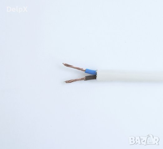 Кабел двужилен захранващ мрежови бял ШВПС-В 2x1,5mm2