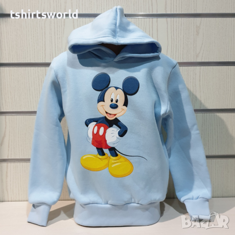 Нов детски суичър с дигитален печат Мики Маус в светлосин цвят, снимка 6 - Детски анцузи и суичери - 36350825
