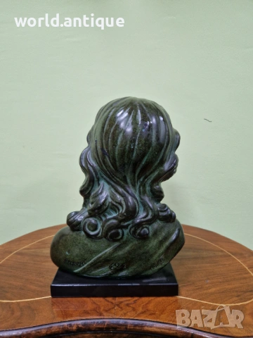 Уникален антикварен колекционерски френски керамичен авторски бюст , снимка 7 - Антикварни и старинни предмети - 53214483