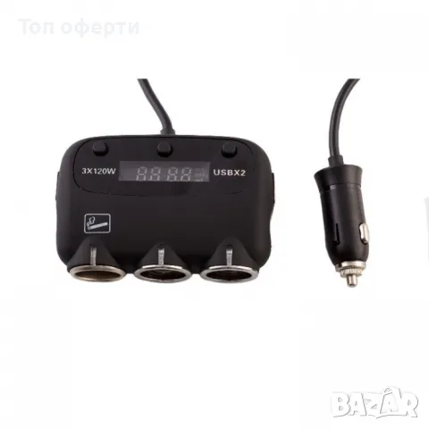 Разклонител с 3 гнезда за запалка и 2 USB порта - 1982, снимка 2 - Аксесоари и консумативи - 49333720