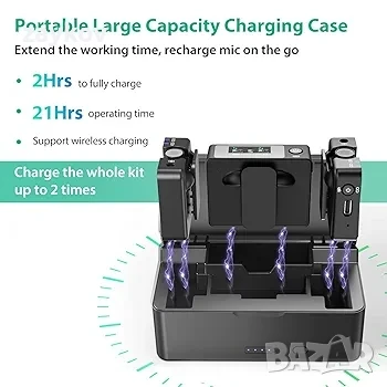 FULAIM F1000 Безжична микрофонна система Lavalier с преносим калъф за зареждане, снимка 2 - Друга електроника - 50822632