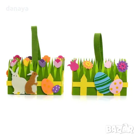 5793 Великденска кошничка за яйца и лакомства с декорация, снимка 2 - Декорация за дома - 49401288