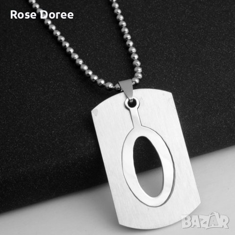 RD 472 Буква О колие сребристо медицинска стомана мъжки мъжко инициали унисекс подарък, снимка 1
