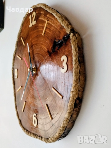 Ръчно изработен дървен стенен часовник, снимка 2 - Декорация за дома - 52688395