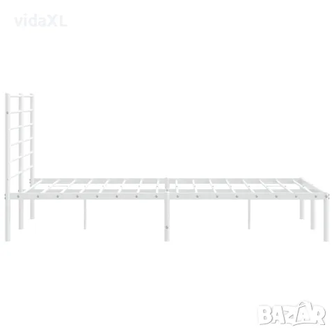vidaXL Метална рамка за легло с горна табла, бяла, 120x200 см, снимка 7 - Спални и легла - 56147196