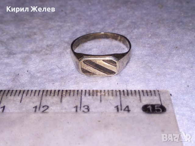 СТИЛЕН СРЕБЪРЕН РЕТРО АРТ ДЕКО ПРЪСТЕН ВИСОКА ПРОБА ОКСИДИРАНО СРЕБРО МАЙСТОРСКА РЪЧНА РАБОТА 38518, снимка 3 - Антикварни и старинни предмети - 41451045
