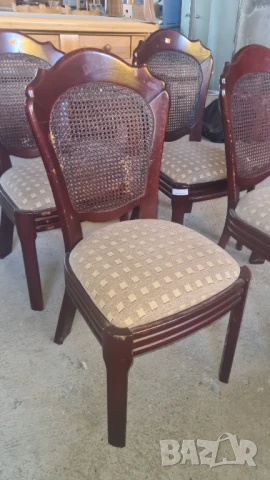стол с ратан и дамаска внос от Европа, снимка 4 - Столове - 50681020