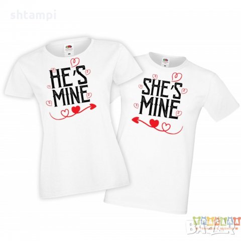 Tениски за влюбени He is mine, She is mine, снимка 2 - Тениски - 35719465